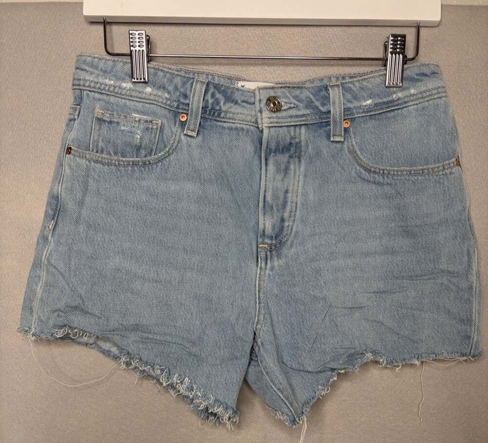 Paige Jean Shorts Women 26 Blue Noella Cut Off Distressed Raw Hem